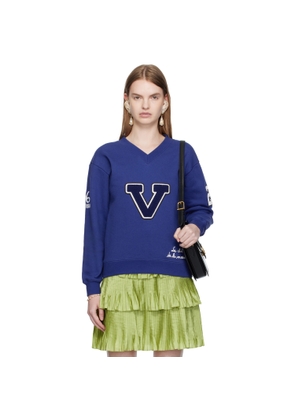 Valentino Blue Embroidered Cotton Sweatshirt