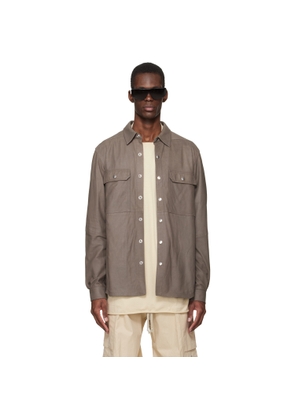 Rick Owens Gray Temple Feather Nappa Leather Outer Shirt
