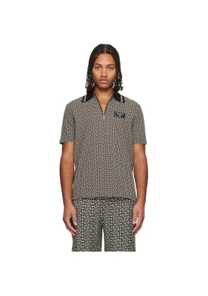 BALMAIN Black & Beige Monogram Polo