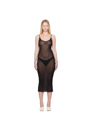 ALAINPAUL Black Knit Justaucorps Maxi Dress