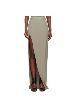 Rick Owens Green Hollywood Cocoon Crepe Slit Maxi Skirt