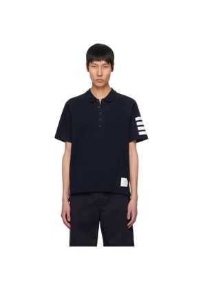 Thom Browne Navy Cotton 4-Bar Short Sleeve Polo