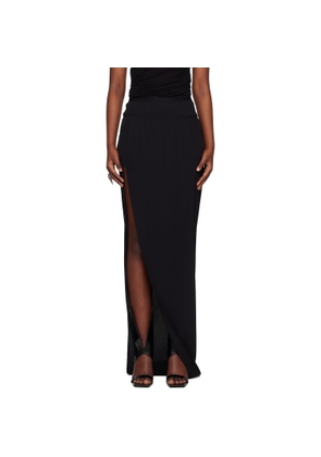 Rick Owens Black Hollywood Cocoon Crepe Slit Maxi Skirt