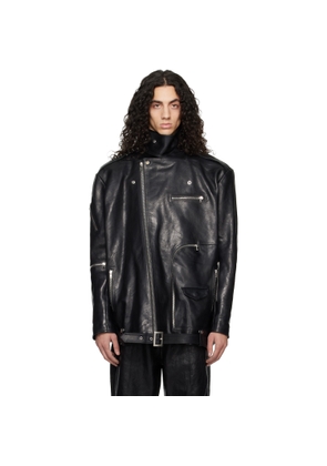 Rick Owens Black Temple Jumbo Bauhaus Stooges Leather Jacket