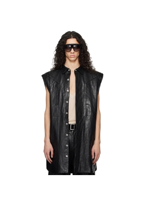 Rick Owens Black Temple Jumbo Outshirt Leather Vest
