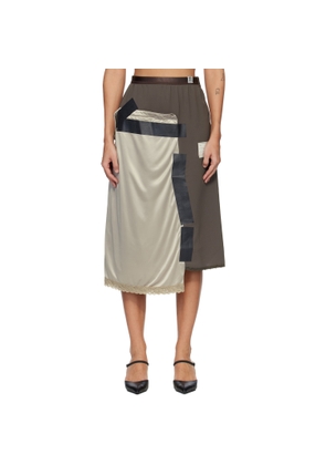Maison MIHARA YASUHIRO Brown Combined Tape Lingerie Midi Skirt