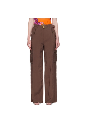 Versace Jeans Couture Brown Baroque Buckle Cargo Pants
