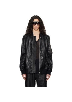 Rick Owens Black Temple Classic Flight Leather Jacket