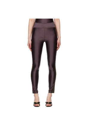 Versace Jeans Couture Brown Logo Trim Leggings