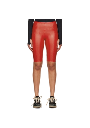 MM6 Maison Margiela Red Faux-Leather Shorts