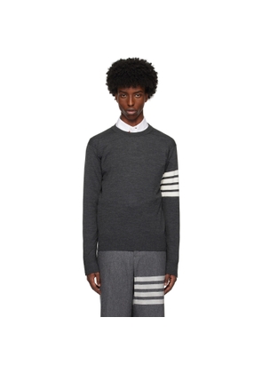Thom Browne Gray Wool 4-Bar Sweater