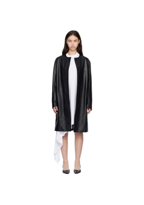 Loulou de Saison Black YARI Ostrich-Effect Leather Coat