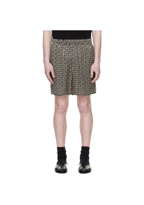 BALMAIN Black & White Monogram Pyjama Shorts