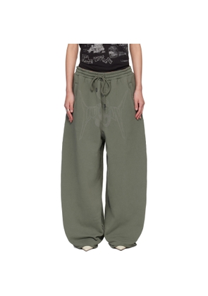LU'U DAN Green Raw-Cut Bontan Sweatpants