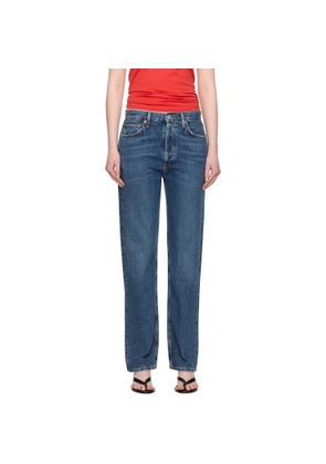 AGOLDE Blue 90's Pinch Waist Long High Rise Straight Jeans
