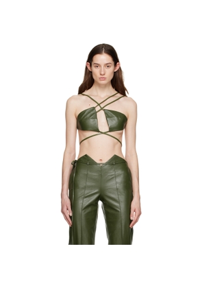 Aya Muse Green Montiva Faux-Leather Bra