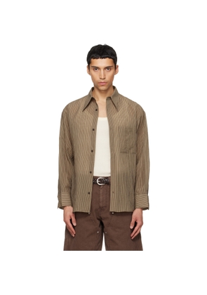 TONYWACK Khaki Lyocell Oversized Stripe Shirt