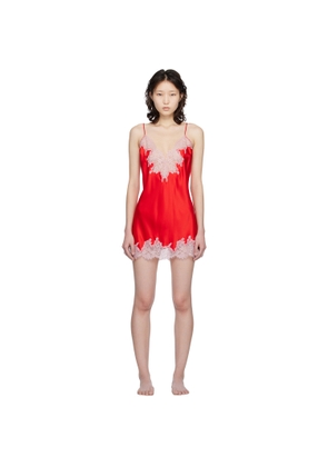 SKIMS Red Silk Lace Mini Slip