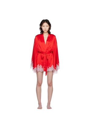 SKIMS Red Silk Lace Robe