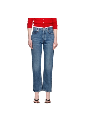 AGOLDE Blue 90's Pinch Waist High Rise Straight Jeans