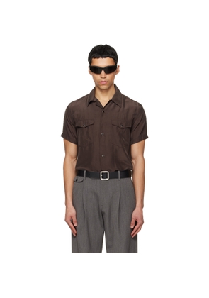 TONYWACK Brown Washed Rayon Pearl Snap Shirt