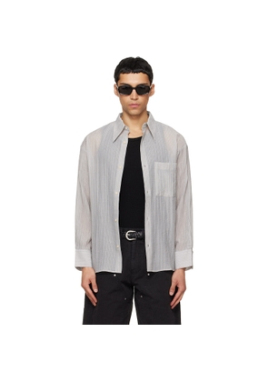 TONYWACK Gray Lyocell Oversized Stripe Shirt