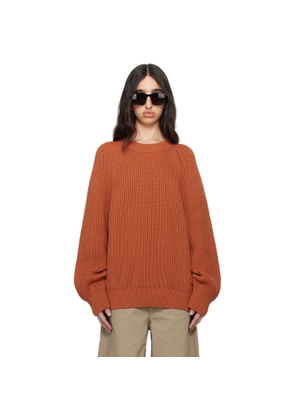 Meta Campania Collective Orange Michel Exaggerated Rib Cotton Crew Neck Sweater