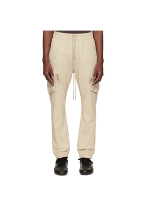 Rick Owens Beige Temple Mastodon Cargo Leather Pants