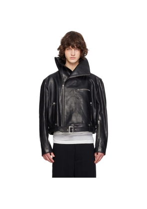 Rick Owens Black Temple Biker Jumbo Stooges Leather Jacket