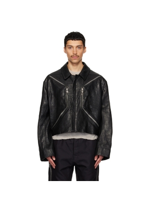Rick Owens Black Temple Heizer Mac Leather Jacket
