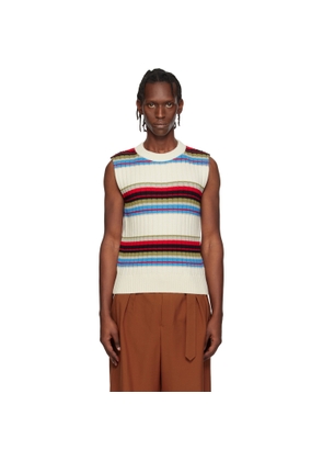Dries Van Noten Off-White Striped Sleeveless Sweater
