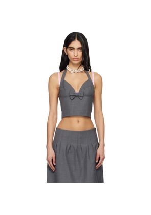 SHUSHU/TONG Gray Halter Bow Tie Cami Top