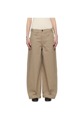 Meta Campania Collective Taupe Egon Wide-Leg Washed Midweight Cotton Trousers