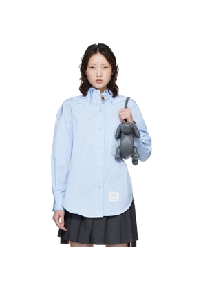 Thom Browne Blue Solid Poplin Crest Embroidery Armand Supersized Shirt