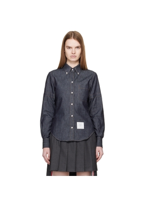 Thom Browne Navy Classic Point Collar Denim Shirt