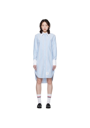 Thom Browne Blue Exaggerated Easy Fit Point Collar Shirt Minidress