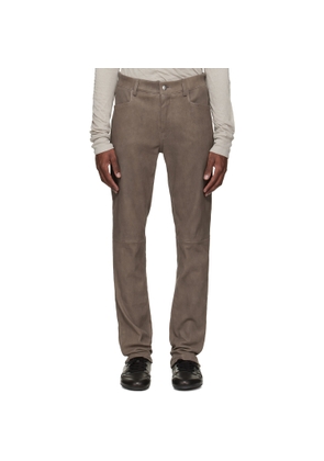 Rick Owens Gray Temple Tyrone Leather Pants
