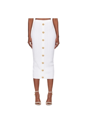 BALMAIN White Cable-Knit Midi Skirt