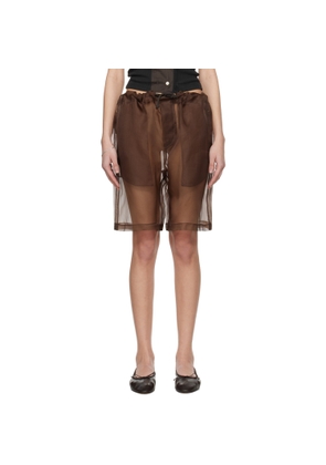 Meta Campania Collective Brown Neil Exaggerated See-Through Silk Drawstring Shorts