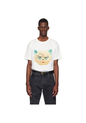 Valentino White Cotton 'Le Chat De La Maison' Print T-shirt