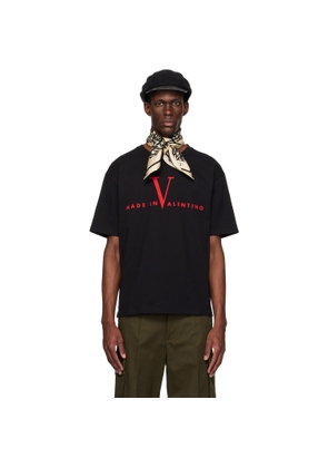 Valentino Black Cotton 'Made in Valentino' Print T-shirt