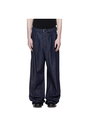 Dries Van Noten Navy Pleated Jeans