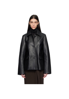 TOTEME Black Grained Leather Jacket