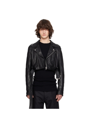 Rick Owens Black Temple Cropped Luke's Stooges Leather Jacket