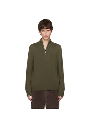 Paul Smith Khaki Merino Wool Half-Zip Sweater