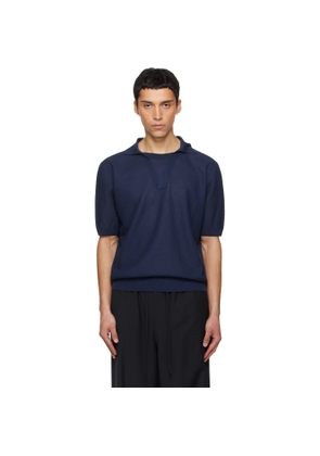 LE17SEPTEMBRE Navy Layered Neck Knit Polo