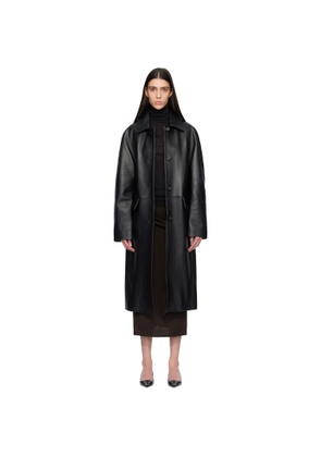 TOTEME Black Raglan Leather Coat