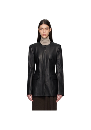 TOTEME Black Collarless Leather Jacket