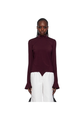 FIDAN NOVRUZOVA Burgundy Flared Cuff Long Sleeve T-Shirt
