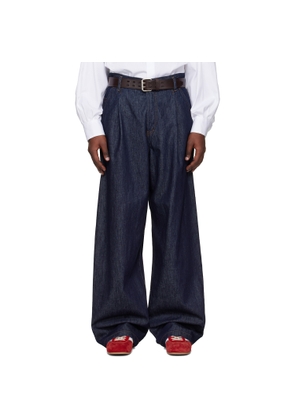 Dries Van Noten Navy Pleated Jeans